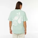 Camiseta verde claro de corte estándar con bordado en el pecho y estampado en la espalda.