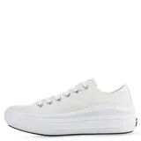 Championes Converse modelo Chuck Taylor Move, color blanco, con diseño de caña baja y plataforma elevada. Confeccionados en lona resistente con puntera de goma y cierre de cordones.