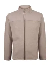 Polar RKF modelo Parma, de color beige, con cuello alto, cierre frontal completo y bolsillos laterales. Presenta un diseño con aplicación de canvas acolchado en la parte superior del pecho.