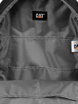Mochila Cat modelo Himalayas, color naranja con detalles en negro. Cuenta con cordón elástico frontal para almacenamiento, bolsillos laterales de malla, compartimento principal con bolsillo interior y logo reflectante.