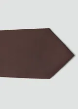 Corbata marrón de diseño clásico y largo tradicional, confeccionada en poliéster con acabado liso.
