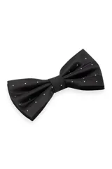 Moño de vestir azul con microestampado geométrico.