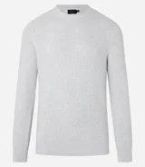 Suéter masculino de cuello redondo y manga larga, confeccionado en tejido de malla con textura de cuadros grid. Presenta un diseño minimalista y versátil, ideal para diversas ocasiones.