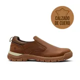 Zapato casual tipo slip-on Hi-Tec modelo Marc, confeccionado en cuero color marrón, con suela de goma dentada y diseño ergonómico.
