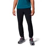 Pantalón técnico Columbia de corte ajustado, color negro, con cintura elástica ajustable y logo de la marca estampado en la pierna izquierda.