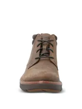 Botín de cuero color marrón con ajuste a cordones, cuello acolchado en tono oscuro y suela tecnológica Spinal Flex para mayor amortiguación y estabilidad.