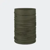 Bufanda tubular Buff Coolnet UV, color verde militar, ideal para proteger del sol y el viento durante actividades al aire libre.