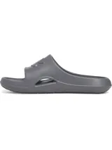 Sandalias tipo chinelas Under Armour Locker V, confeccionadas en una sola pieza de EVA moldeada de secado rápido. Presentan un diseño ergonómico con orificios de drenaje laterales, plantilla texturizada para mayor tracción y el logo de la marca en relieve sobre la banda superior.