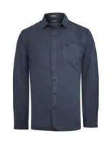 Camisa de manga larga RKF confeccionada en una mezcla de tencel y lino, con acabado teñido en prenda. Presenta un diseño minimalista con cuello clásico, cierre frontal de botones, un bolsillo en el pecho con logo bordado y puños abotonados.
