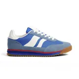 Championes deportivos American Sport Itu, color azul y celeste con detalles en blanco, rojo y suela de goma marrón.