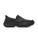 Mocasines casuales Skechers Slip-ins Relaxed Fit modelo Pollard Osgood, color negro, confeccionados en cuero con suela de caucho Goodyear.