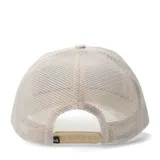 Gorro tipo trucker de Tiffosi, confeccionado en pana color beige con panel frontal estructurado y parte trasera de malla. Presenta un logo bordado en relieve en el frente.