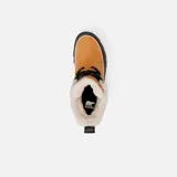 Botas de invierno Sorel modelo Tivoli V WP, de color naranja tostado con base de goma negra y suela dentada marrón. Cuentan con cordones negros, detalles de piel sintética en el cuello y logo de la marca grabado en el lateral.