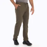Pantalón de trekking desmontable color verde militar, con diseño funcional que permite convertirlo en short. Cuenta con cintura elástica, cinturón ajustable integrado, múltiples bolsillos con cierre y detalles reflectantes.