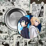 Pin metálico con imagen de los personajes Yuichiro Hyakuya y Mikaela Hyakuya de la serie Owari No Seraph.