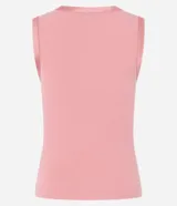 Blusa sin mangas de Cortelle, color negro, de corte ajustado y diseño liso, con detalle de ribete satinado en el cuello y las sisas.