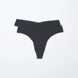 Pack de dos tangas brasileñas de microfibra color negro.