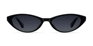 Lentes de sol con montura cat-eye slim de diseño minimalista y elegante, con lentes polarizadas negras.