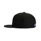 Gorro New Era 59FIFTY negro con logo de los New York Mets bordado en el frente y parche conmemorativo del campeonato de 1969 en el lateral.