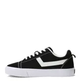 Championes urbanos Pony de corte bajo, color negro con detalles en blanco, confeccionados en gamuza con suela de goma blanca y cierre de cordones.