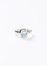Anillo de plata 925 con topacio celeste natural de forma cuadrada.