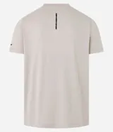 Remera deportiva de hombre en color rojo oscuro, con mangas cortas, cuello redondo y detalle de líneas negras en la manga. Confeccionada en poliéster con tecnología dry fit.