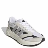 Championes Adidas Lightshift 2.0, color blanco con detalles en gris y negro, confeccionados con capellada de malla y superposiciones de gamuza sintética. Incorporan entresuela con tecnología Lightmotion para mayor amortiguación y comodidad.