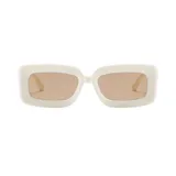 Gafas de sol rectangulares de plástico reciclado color crema con lentes marrones.