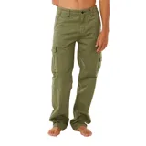Pantalón cargo verde militar de Rip Curl, corte recto, con bolsillos laterales y traseros con solapa.