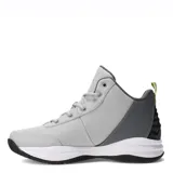 Championes deportivos Topper modelo Candun CS de caña media, color gris con detalles en gris oscuro y blanco. Presentan cierre con cordones, suela de goma resistente y logo de la marca en el lateral y la lengüeta.