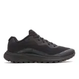 Championes de trekking y trail running Merrell modelo Fly Strike 2, color negro, confeccionados en malla transpirable y TPU con suela de goma con tacos antideslizantes.