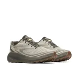 Championes de trail running Merrell modelo Morphlite, color gris con detalles en verde oliva. Presentan exterior de jacquard, entresuela de espuma FloatPro para mayor amortiguación y suela de goma adherente diseñada para terrenos mixtos.