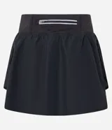 Short pollera deportiva negro con cintura elástica, bolsillo funcional y recorte lateral en red.