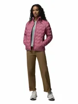 Campera puffer Columbia modelo Delta Ridge II, color rosado, con diseño térmico sin costuras HeatSeal y cierre frontal.