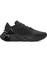 Championes Under Armour modelo UA Halo Trainer, color negro, diseñados para entrenamiento con amortiguación UA HOVR, parte superior perforada para ventilación y suela de goma flexible.