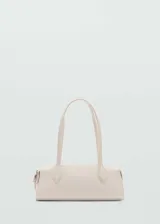 Bolso de mano estilo bowling, de tamaño mediano y diseño alargado, con doble asa larga y cierre de cremallera doble.