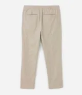 Pantalón Marfinno de corte recto para hombre, color beige, con textura efecto lino, cintura elástica con cordón ajustable y bolsillos en el frente y la espalda.