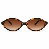 Lentes de sol con armazón ovalado de carey y cristales marrones degradados.