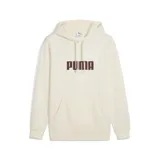Buzo con capucha Puma de color arena, con bolsillo tipo canguro frontal y logo de la marca estampado en el pecho en color marrón y blanco.