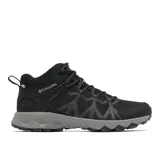 Championes de senderismo Columbia modelo Peakfreak II Mid, de caña media, color negro con entresuela gris. Presentan tecnología impermeable OutDry, sistema de ajuste Navic Fit y suela Adapt Trax para tracción en diversos terrenos.