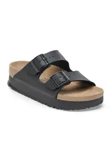 Sandalias Papillio Arizona Platform Flex Bf, color negro, con dos correas ajustables con hebillas metálicas, plantilla anatómica de corcho y suela de goma con plataforma.