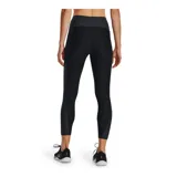 Calza capri deportiva Under Armour HeatGear, color negro con detalles en gris, de tiro alto y confeccionada en poliéster y elastano.