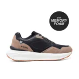 Championes deportivos Hi-Tec Kenza, color negro con detalles en marrón claro y suela blanca.