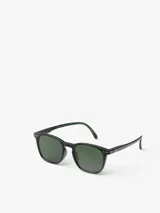 Lentes de sol Izipizi para niños de 5 a 10 años, con montura cuadrada color verde oscuro y lentes verdes con protección 100% UV categoría 3.