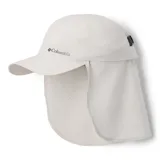Gorro tipo legionnaire de la marca Columbia, color gris claro, con visera rígida y solapa protectora para el cuello. Cuenta con tecnología de enfriamiento y protección solar, además de un cierre ajustable en la parte posterior.
