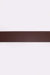 Cinturón de hombre marca Mistral, confeccionado en cuero sintético color marrón. Presenta una hebilla metálica rectangular en tono oscuro con el logo de la marca grabado y una presilla con el nombre de la marca en relieve.