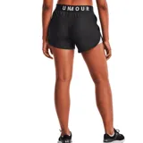Short deportivo Under Armour Play Up 5 para mujer, color negro con cintura elástica con logo de la marca en blanco y logo bordado en la pierna izquierda.