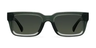 Lentes de sol cuadrados color verde oscuro, con lentes polarizadas verdes y protección UV400.