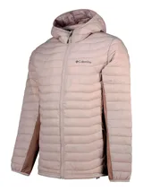 Campera técnica Columbia modelo Powder Pass Hybrid con tecnología Omni-Shield. Diseño acolchado con capucha integrada, cierre frontal completo y paneles laterales en contraste. Cuenta con bolsillos laterales con cierre y logo de la marca estampado en el pecho.