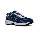 Championes de running Diadora Anyma para hombre, en color azul marino con detalles en celeste y blanco, con suela acolchada blanca y cordones blancos.